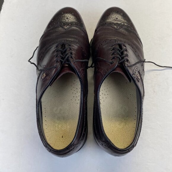 VTG FootJoy Classics Mens Spikeless Golf Shoes Wingtip Oxblood Red Size10D 55814 - Picture 11 of 16